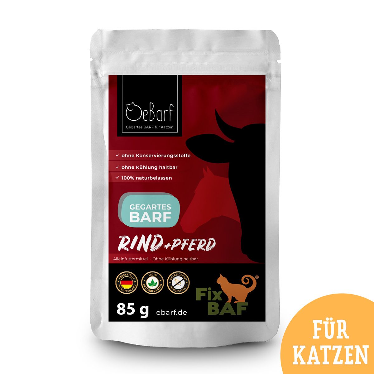 Nassfutter Komplettmenü Rind & Pferd für Katzen