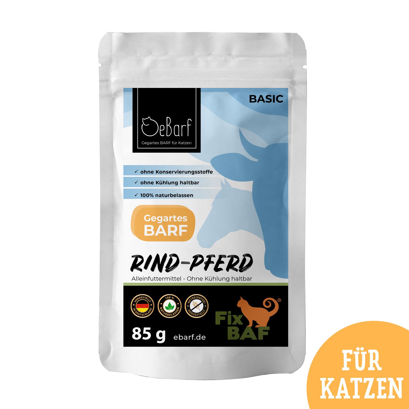 Nassfutter Komplettmenü Rind-Pferd für Katzen