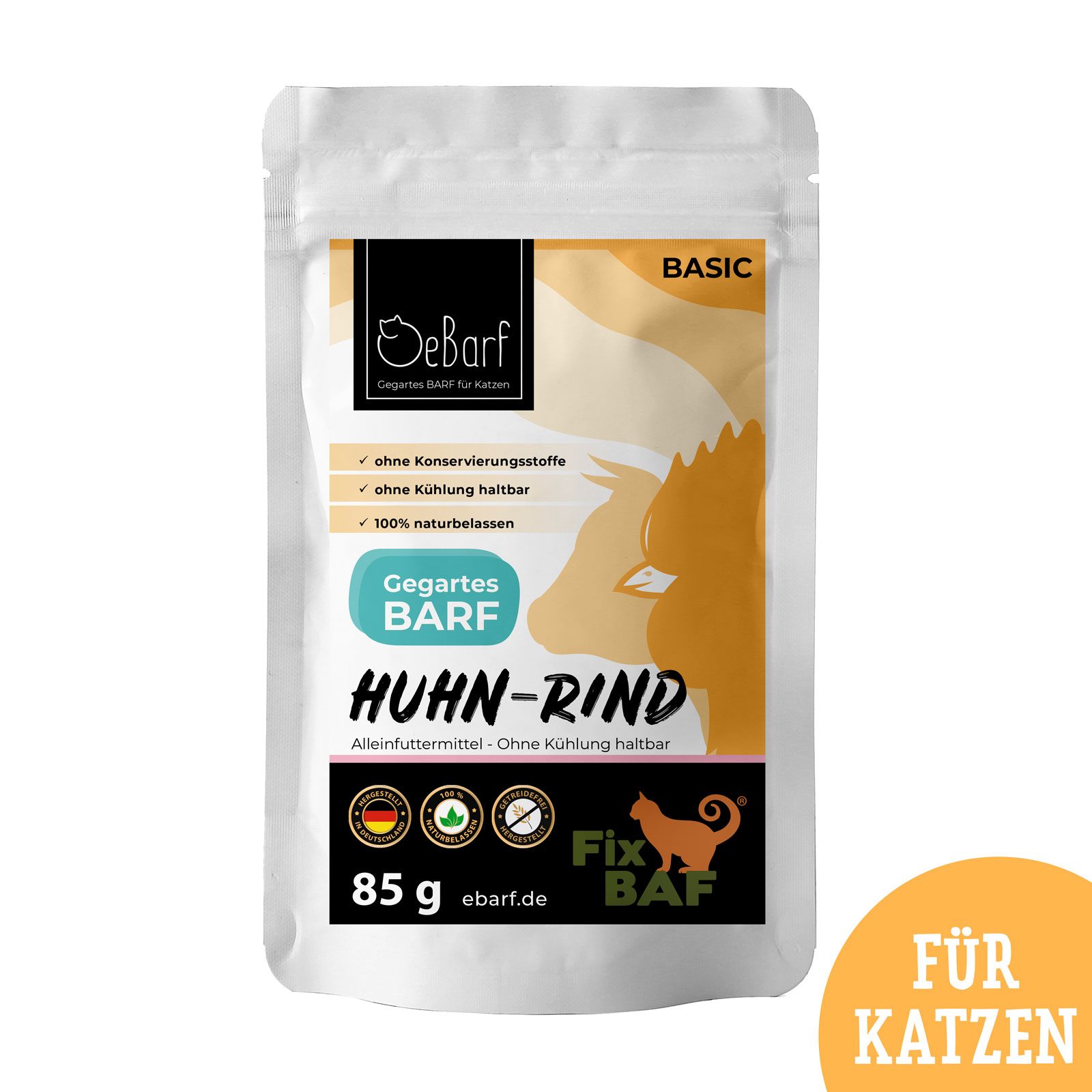 Nassfutter Katzen Komplettmenü Huhn (59,3%) Rind (32%)