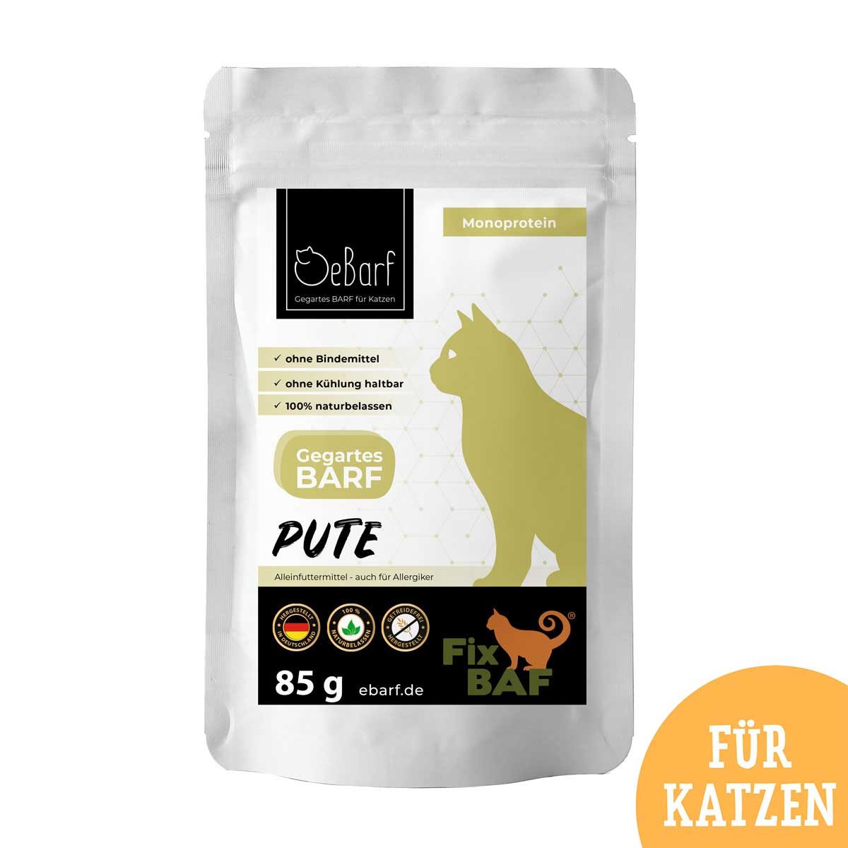 Gegartes Komplettmenü Pute für Katzen